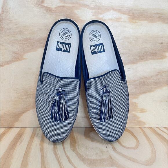FitFlop - Super Houndstooth Tassel - Mule Shoes - Blue - Women's - 8.5 - 17STV02 - Picture 7 of 8
